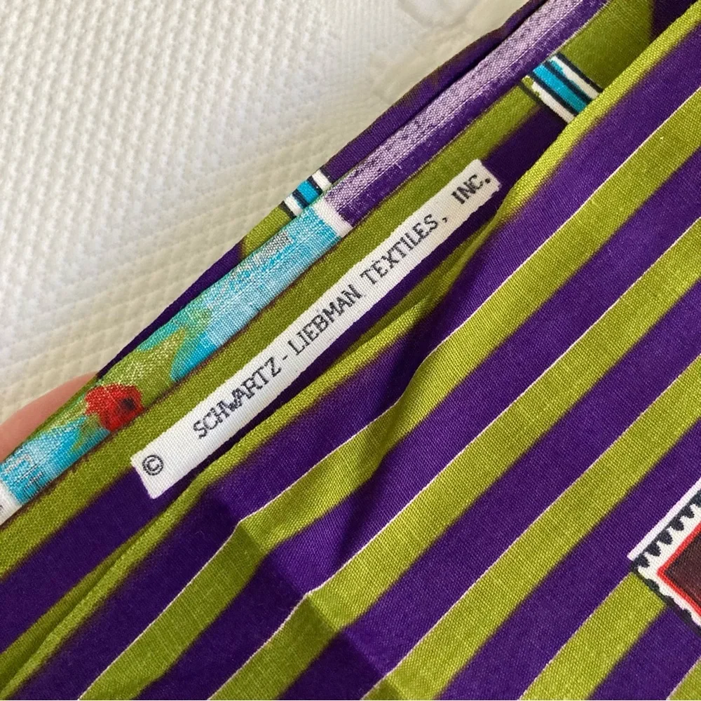 Vintage fabric 6 yards Schwartz Leibman textiles cotton blend novelty print 1973